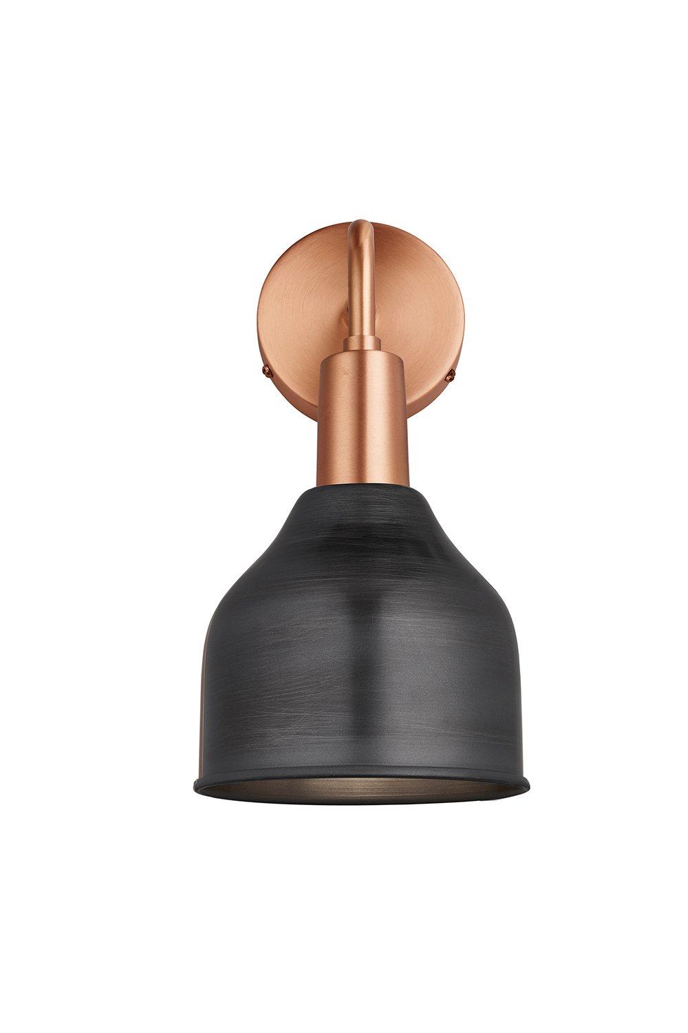 Sleek Cone Wall Light, 7 Inch, Pewter, Copper Holder